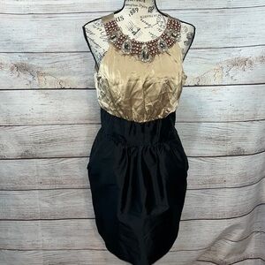 Alexia Admor Silk Cocktail Dress Jeweled Neck Size Medium